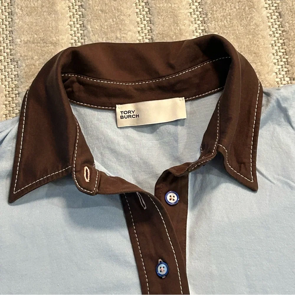Tory Burch Cotton Piqué Polo Shirt in Blue - S